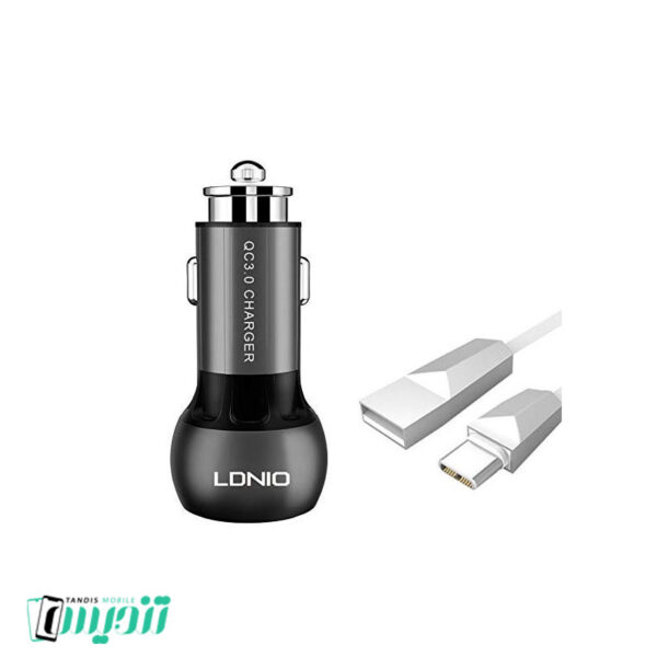 شارژر فندکی الدینیو مدل C503Q همراه با کابل microUSB