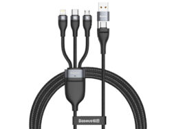 کابل تبدیل USB/USB-C به لایتنینگ/USB-C/micro-USB باسئوس مدل CA2T3-G1 طول 1.2 متر