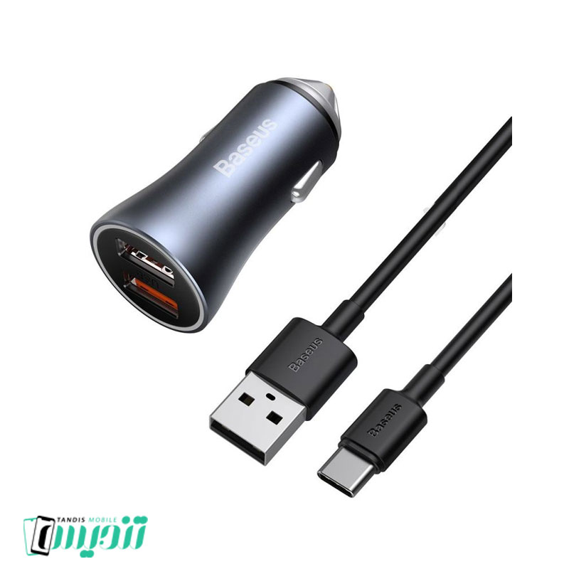 شارژر فندکی باسئوس مدل tzccjd-a0g به همراه کابل تبدیل USB-C