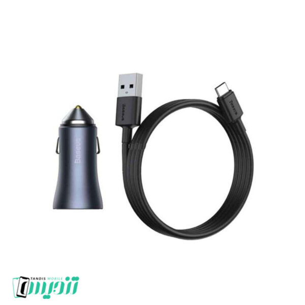 شارژر فندکی باسئوس مدل tzccjd-a0g به همراه کابل تبدیل USB-C