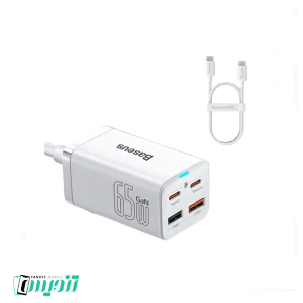 شارژر رومیزی باسئوس مدل GaN3 Pro-65W به همراه کابل USB-C